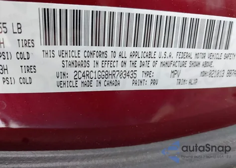 2017 Chrysler Pacifica Limited из США, поврежденный, VIN 2C4RC1GG8HR703435